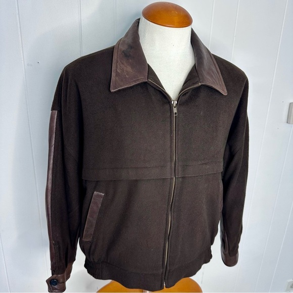 The Andover Shop Other - The Andover Shop Leather Panel 100% Cashmere Bomber Jacket